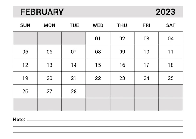 A4 corporate calendar  template design planning month  February  2023