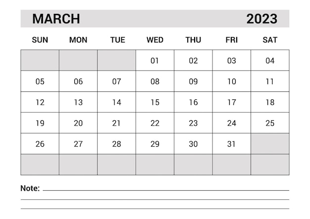 A4 corporate calendar  template design planning month march 2023