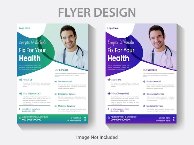 A4 size medical flyer template, healthcare advertisement poster design layout.