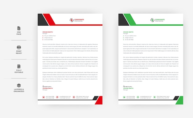 A4 size Minimal Letterhead Design, Two Colours Business letterhead Design