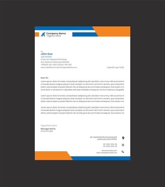 a4 size Modern letterhead template