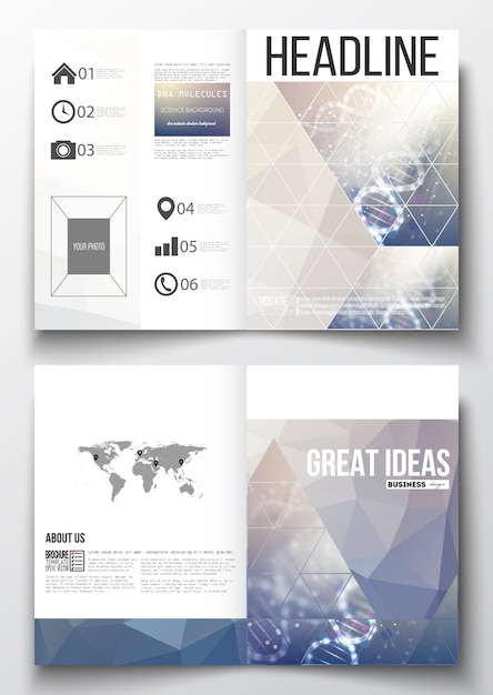 Vector a4 templates for brochure with polygonal backgrounds