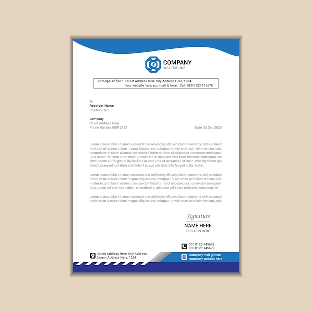 A4 Vector Template Clean Business Letterhead Design