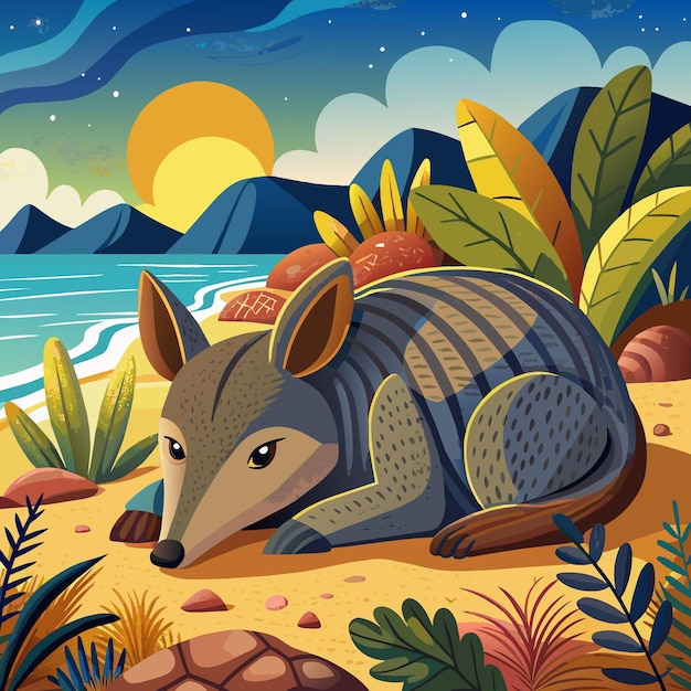 Aardvark mouse timid rests sea Phone vector