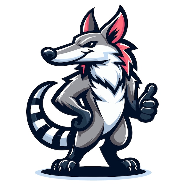 Aardwolf mascot vector illustration on white background