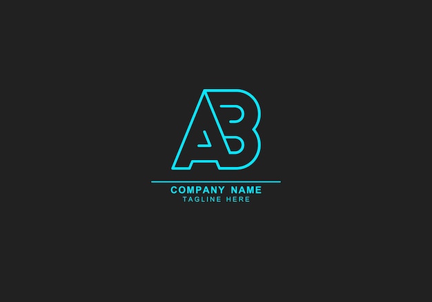 AB or BA minimal abstract creative and line art logo icon