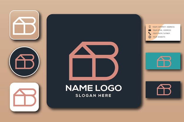 AB combination home monogram logo template color editable