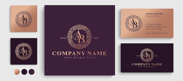 AB logo letter AB logo design letter AB luxurious letter logo template elements personal monogram