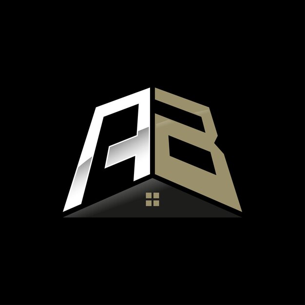 Vector ab monogram logo design realty logo