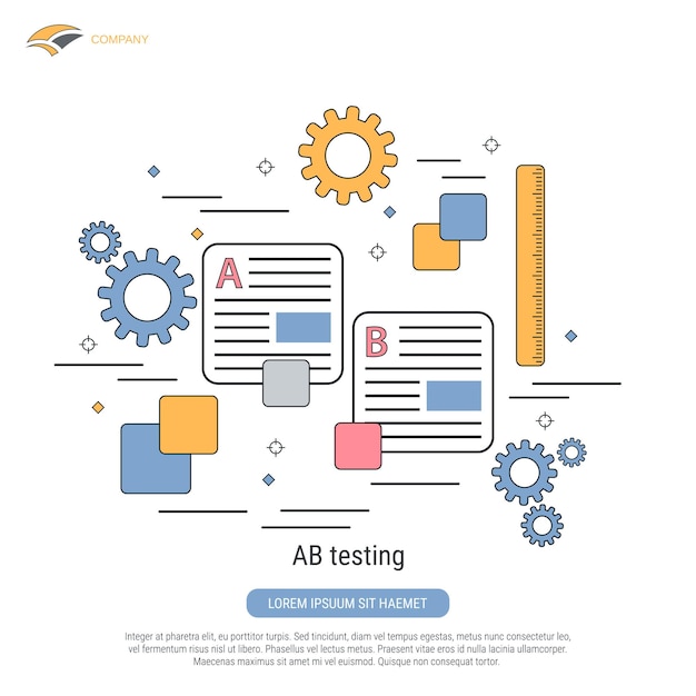 AB testing flat contour style vector concept illustration