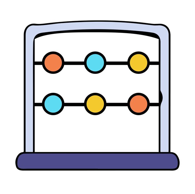 Vector abacus line color icon design