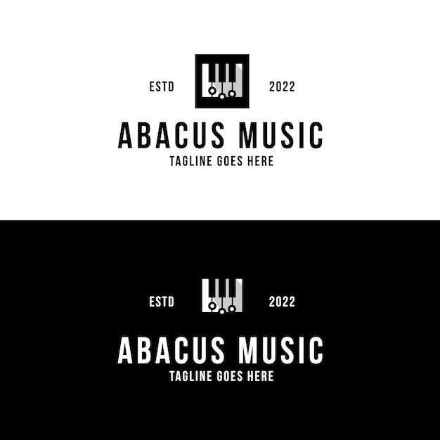 Abacus with piano music logo design inspiration