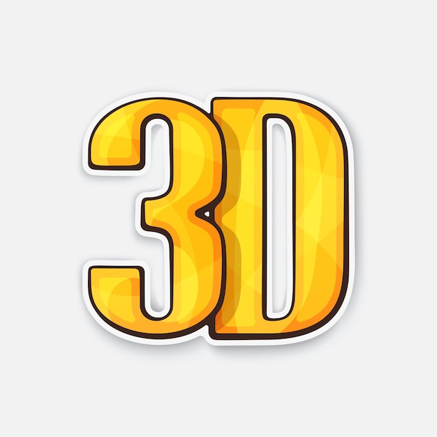 Abbreviation 3D for threedimensional film Icon for stereo movies Vector illustration