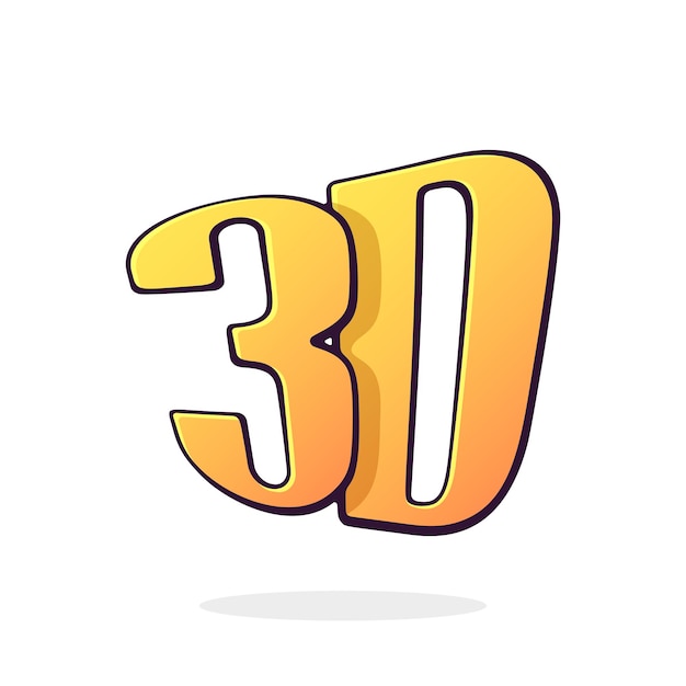 Abbreviation 3D for threedimensional film Lettering icon for stereo movies Vector illustration