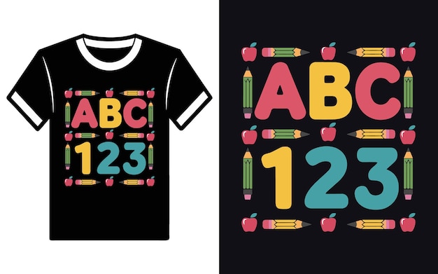 ABC 123 T shirt design Vector Illustration