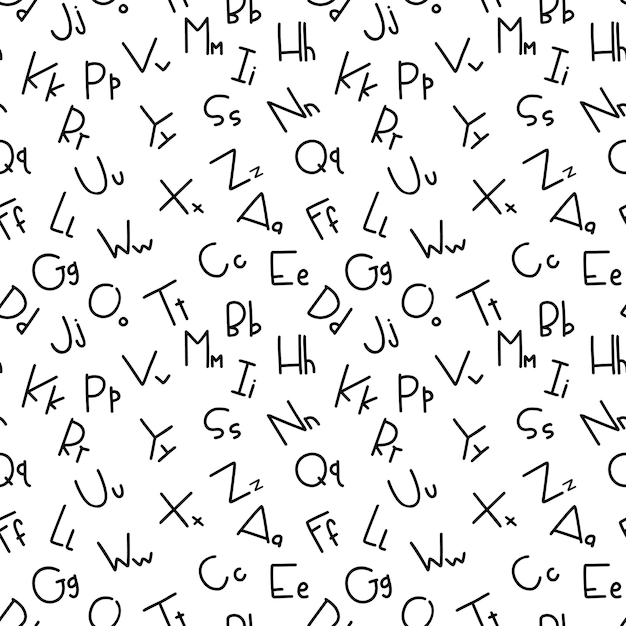 ABC vector seamless pattern Hand written letters Alphabet letters back to school pattern