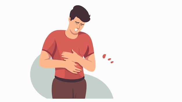 Vector abdominal bloating symptom person with stomach pain