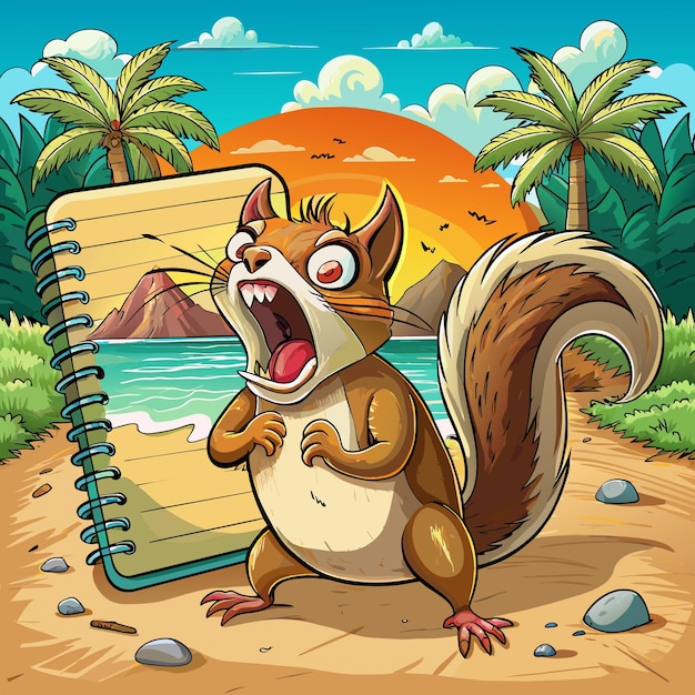 Aberts Squirrel ardent screams beach notebook vector