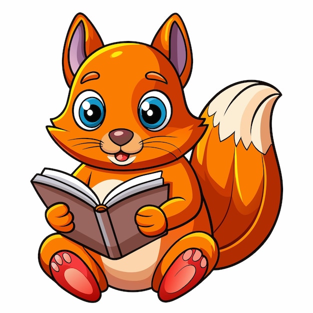 Aberts Squirrel reading vector kawaii