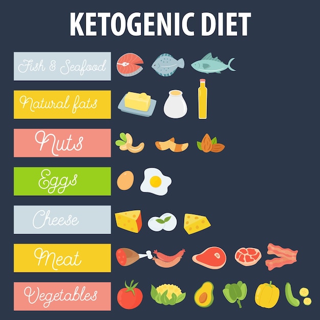 Vector absctract concept ketogenic diet food vector illustration