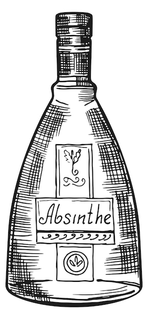 Absinthe engraving Spirit drink bottle Alcohol symbol