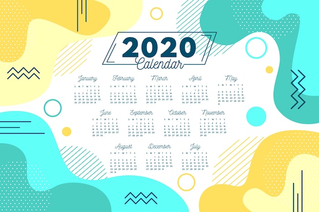 Abstract 2020 calendar template