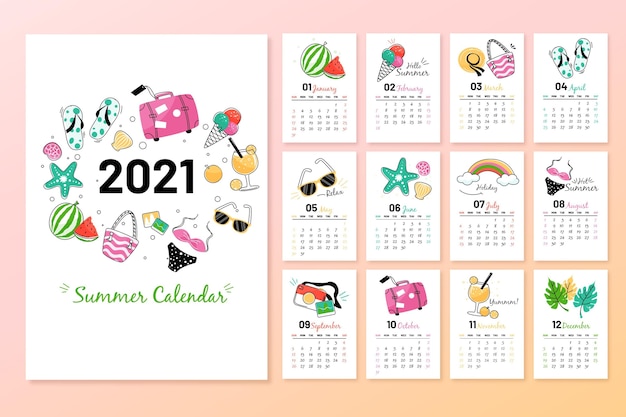 Abstract 2021 calendar template