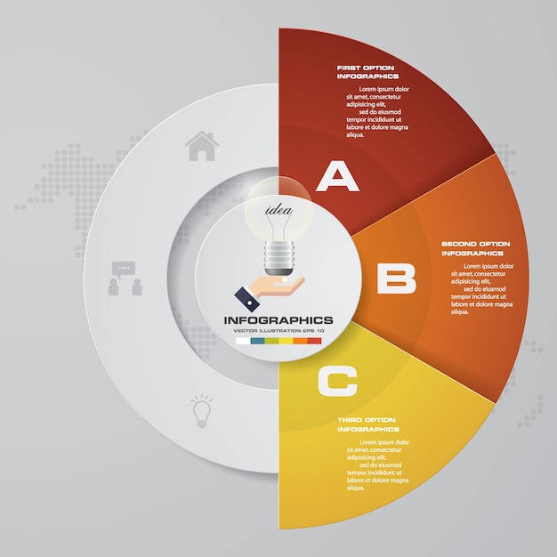 Abstract 3 steps chart infographics elements