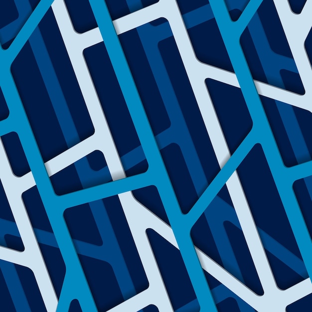 Abstract 3d background with blue and white paper cut lines.