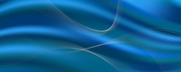 Abstract 3d blue background with golden lines