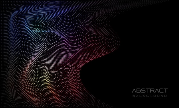 Abstract 3D color dots wave curve motion light black design futuristic technology background vector