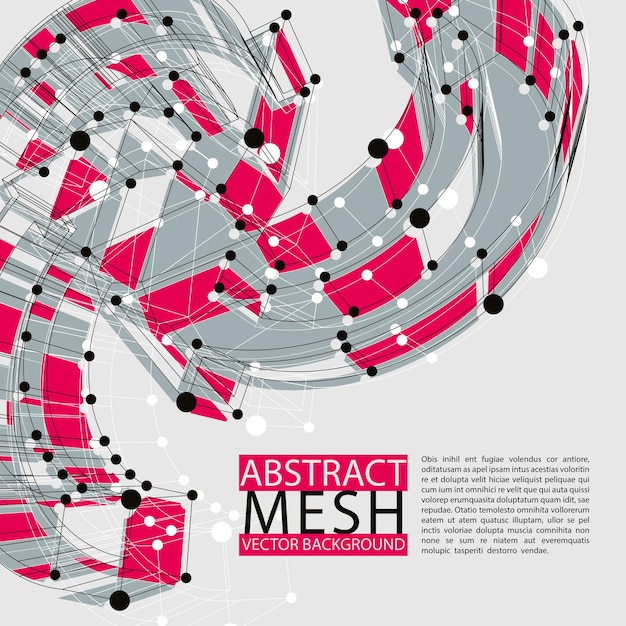 Vector abstract 3d mesh vector background, abstract conceptual illustration, engineering and new technology and science theme, clear eps 8.