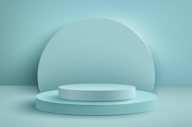 Abstract 3D realistic blue empty round podiums Minimal scene for product display presentation