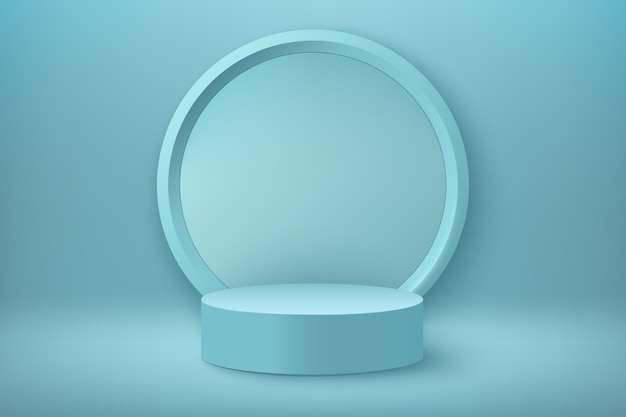 Abstract 3D realistic blue empty round podiums Minimal scene for product display presentation