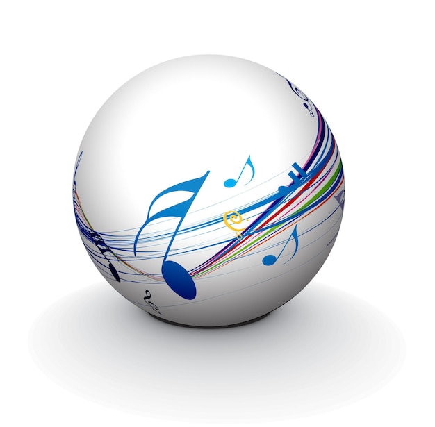 Abstract 3d Sphere with Music Note Pattern Sphere Design.