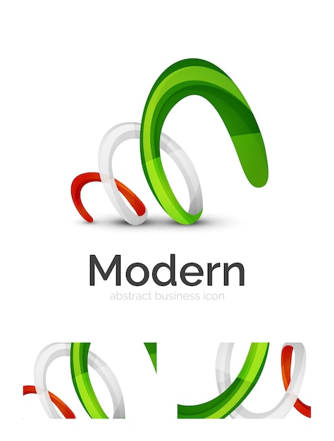 Abstract 3d swirl ribbon logo template with business card corporate identity design