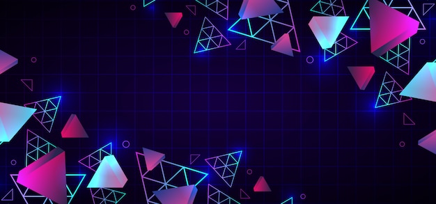 Vector abstract 80s trendy geometric background neon colors