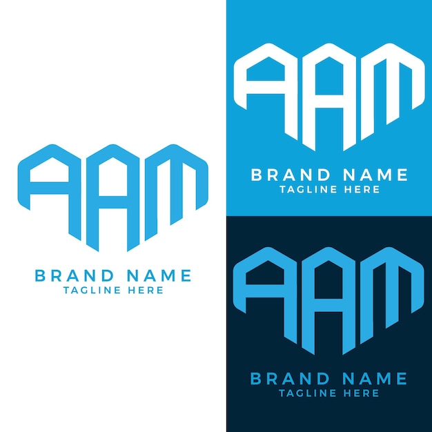 Abstract AAM letter logo set design.