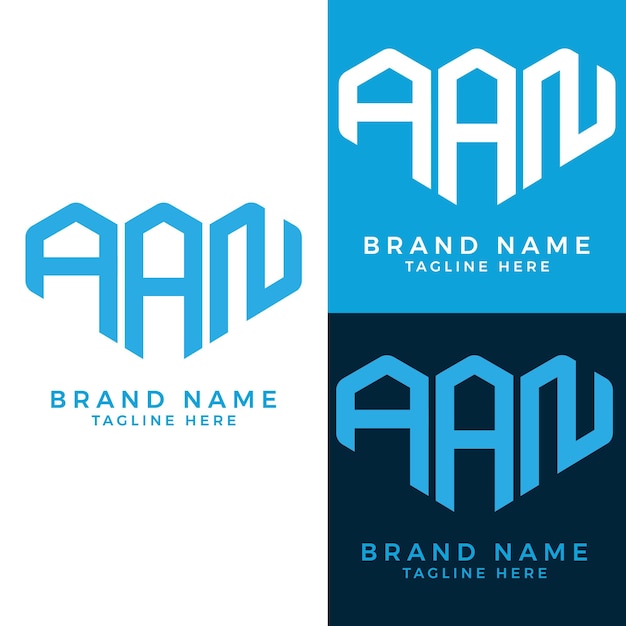 Abstract AAN letter logo set design.