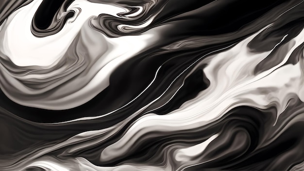 Abstract acrylic fluid wave black and white pattern vector illustration