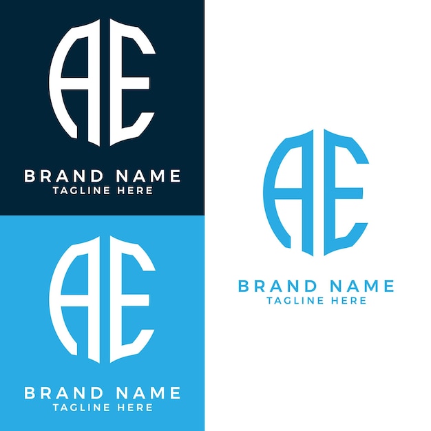 Abstract AE letter logo set design.