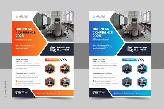 Abstract annual business conference flyer template set or corporate business event flyer design