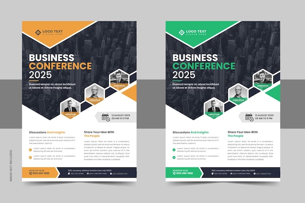 Abstract annual business conference flyer template set or corporate business event flyer design