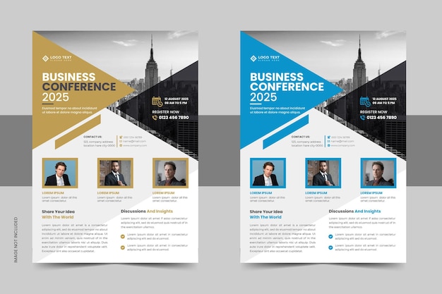 Abstract annual business conference flyer template set or corporate business live event flyer design