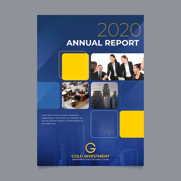 Abstract annual report template with photo