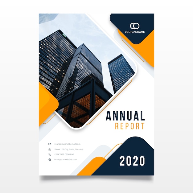 Vector abstract annual report template with photo