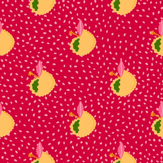 Abstract apple fruits seamless pattern Fruit ornament Design for fabric textile print surface wrapping cover greeting card Vintage vector illustration