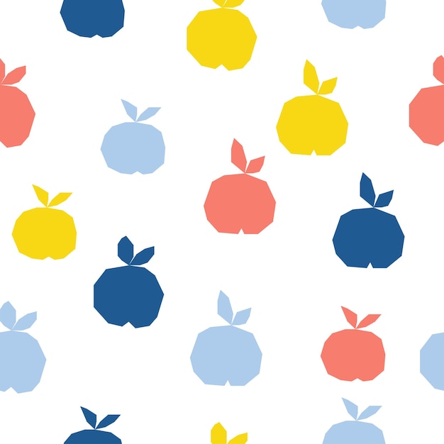 Abstract apple seamless pattern background. Childish handmade craft for design card, cafe menu, wallpaper, summer gift album, scrapbook, holiday wrapping paper, textile fabric, bag print, t shirt etc.