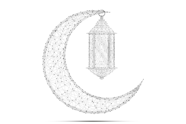 Abstract Arabic Moon and lantern polygonal