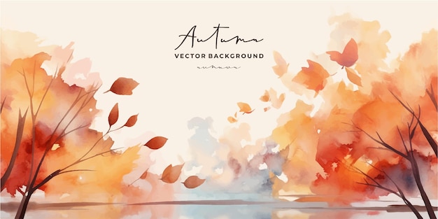 Abstract art autumn background with watercolor maple leaves Watercolor handpainted natural art perfect for design decorative in the autumn festival header banner web wall decoration cards